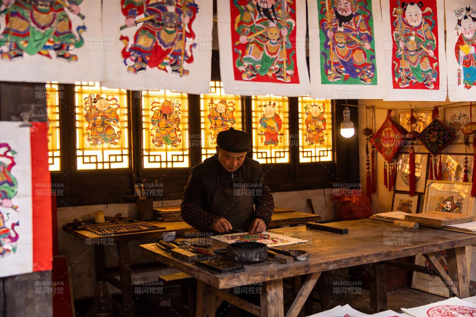 匠人室内创作传统年画图片