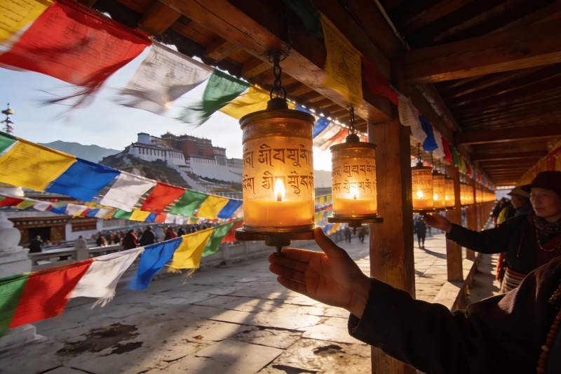 手持烛灯祈福仪式图片