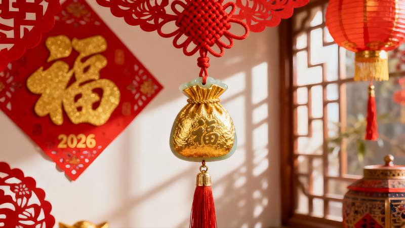 春节装饰挂件特写图片