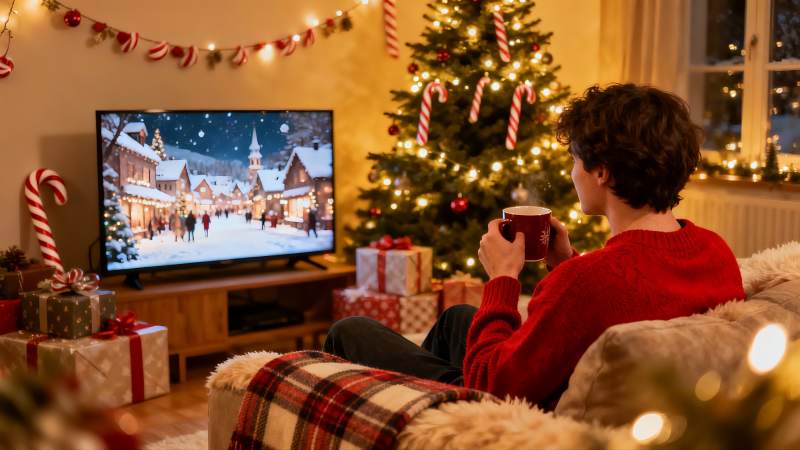 圣诞夜客厅温馨场景图片