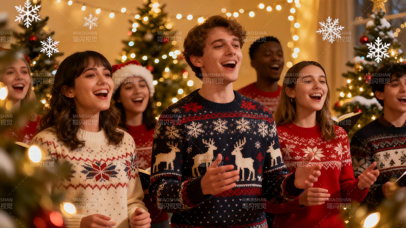 圣诞派对欢唱人群图片