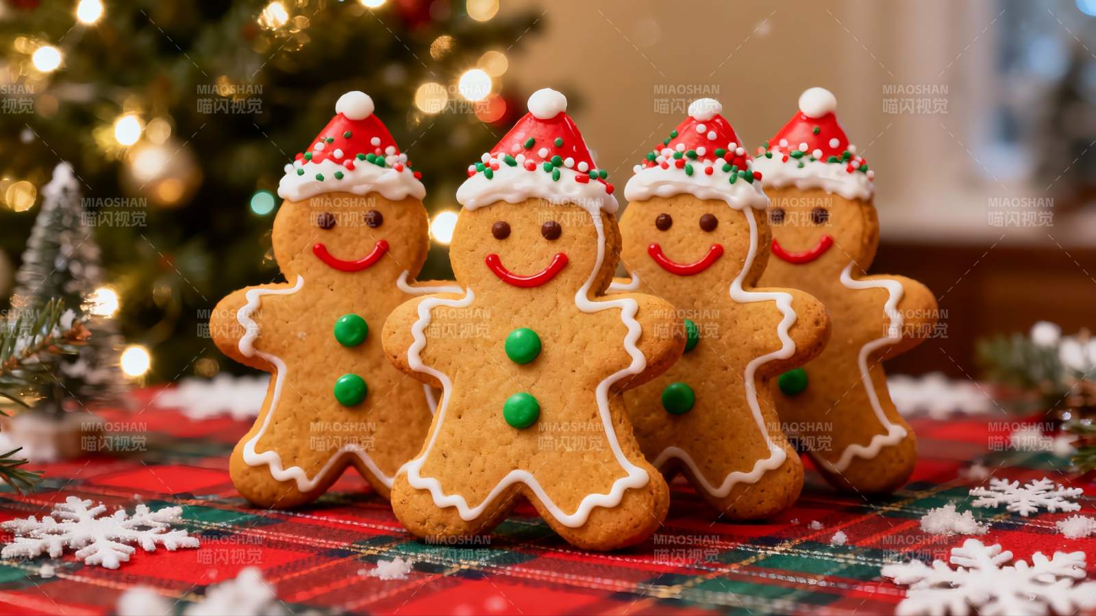 圣诞姜饼人饼干节日装饰图片