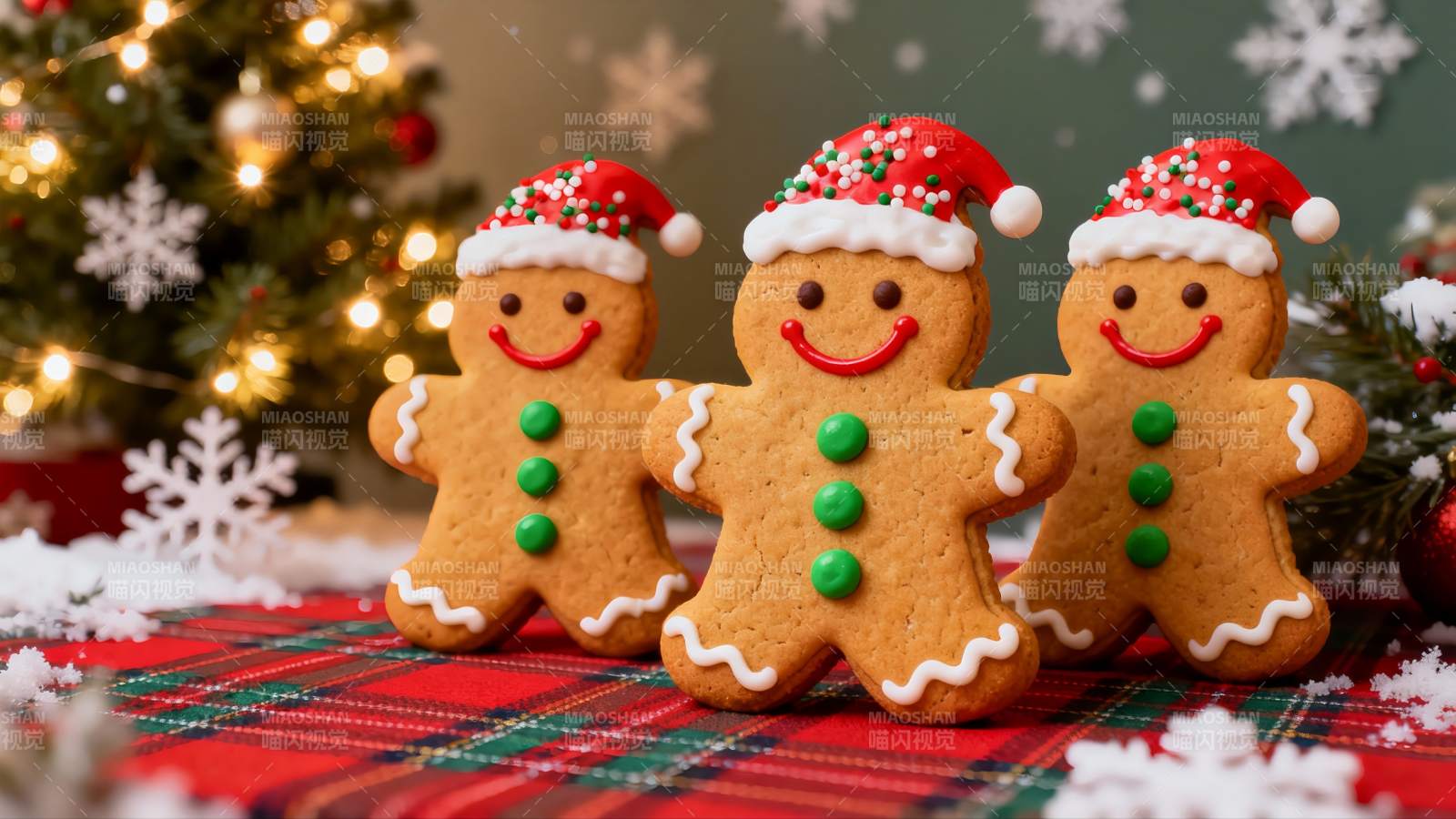 圣诞姜饼人饼干节日装饰图片