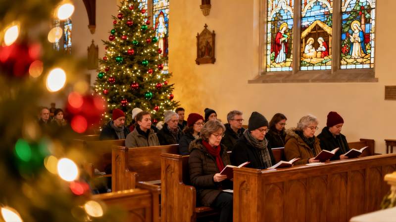 教堂圣诞礼拜场景图片