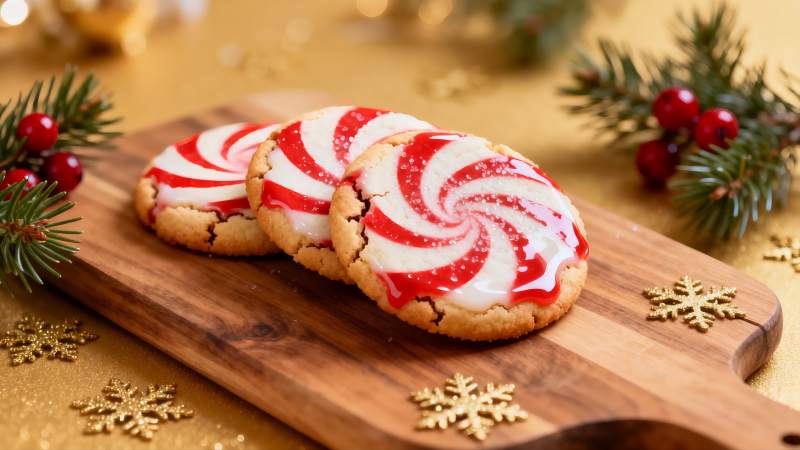 圣诞红白漩涡饼干图片