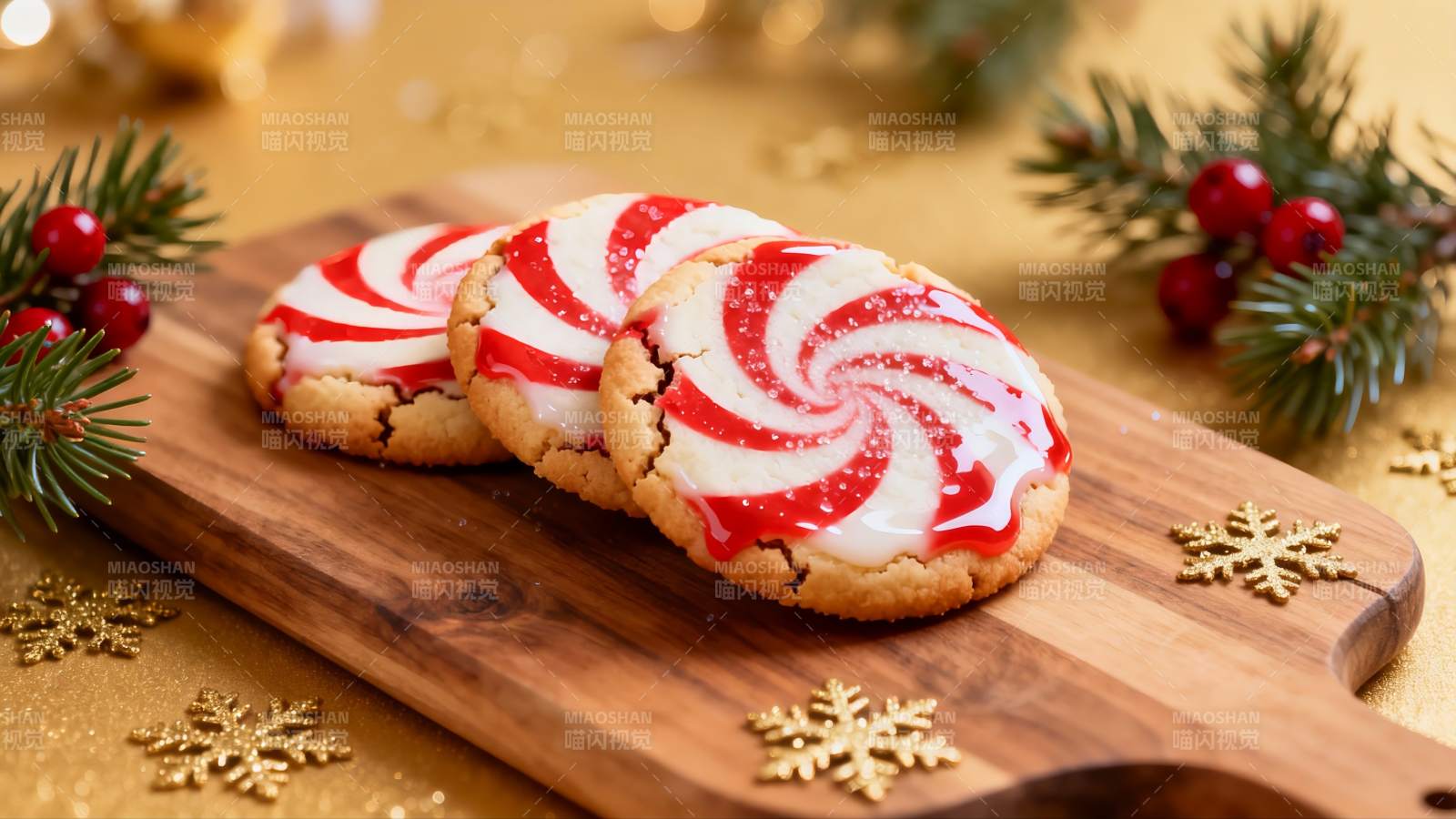 圣诞红白漩涡饼干图片