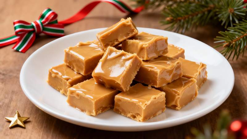 圣诞装饰下的焦糖糖果图片