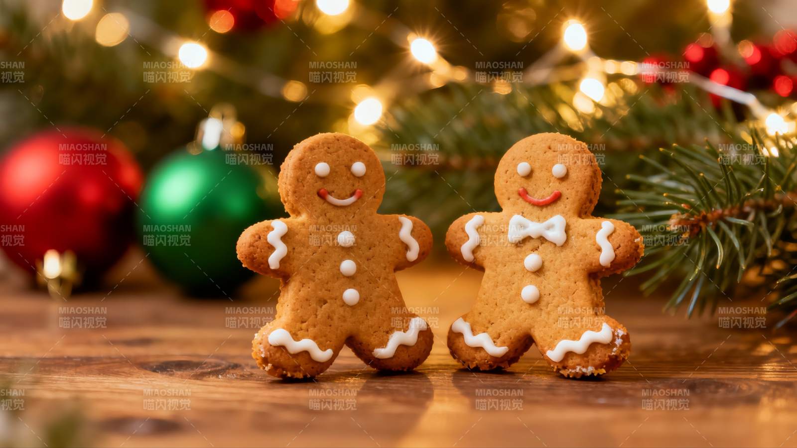 圣诞姜饼人与节日装饰图片