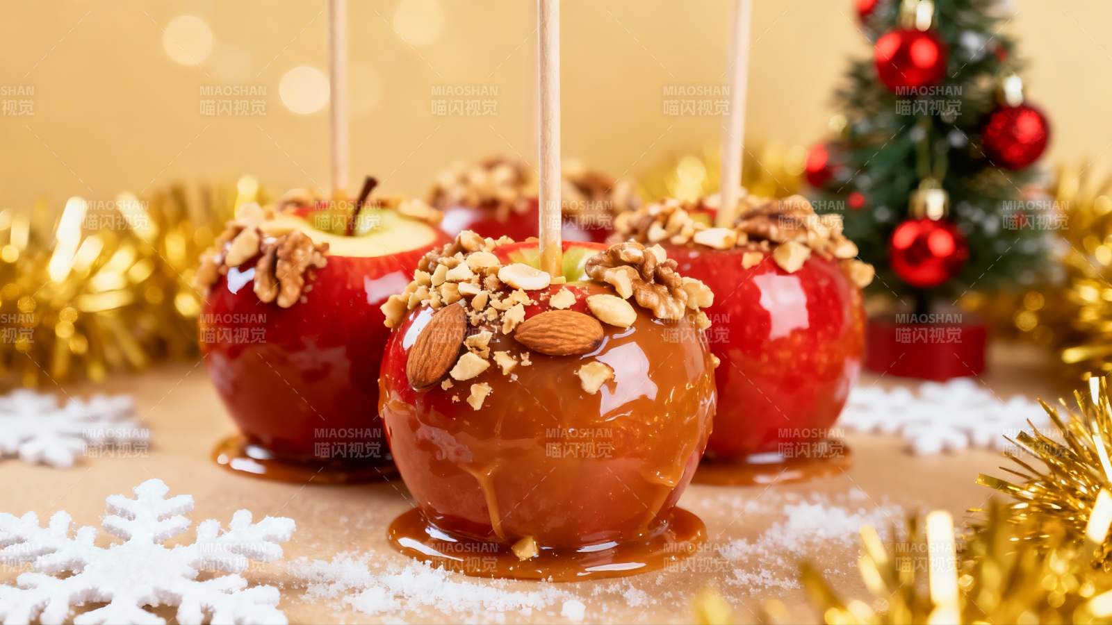 圣诞装饰糖衣苹果图片