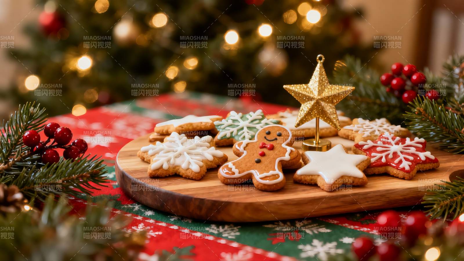 圣诞饼干与节日装饰图片