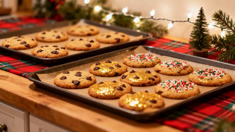 节日饼干摆盘温馨诱人图片