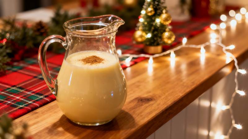 节日餐桌上的饮品与装饰图片