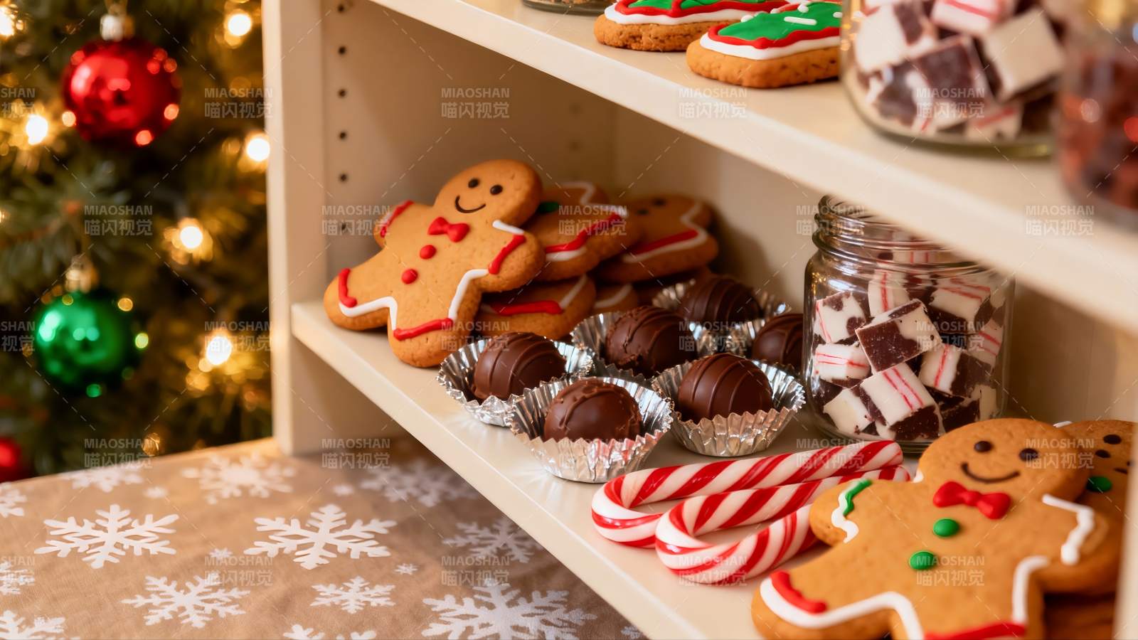 圣诞饼干糖果摆满架图片