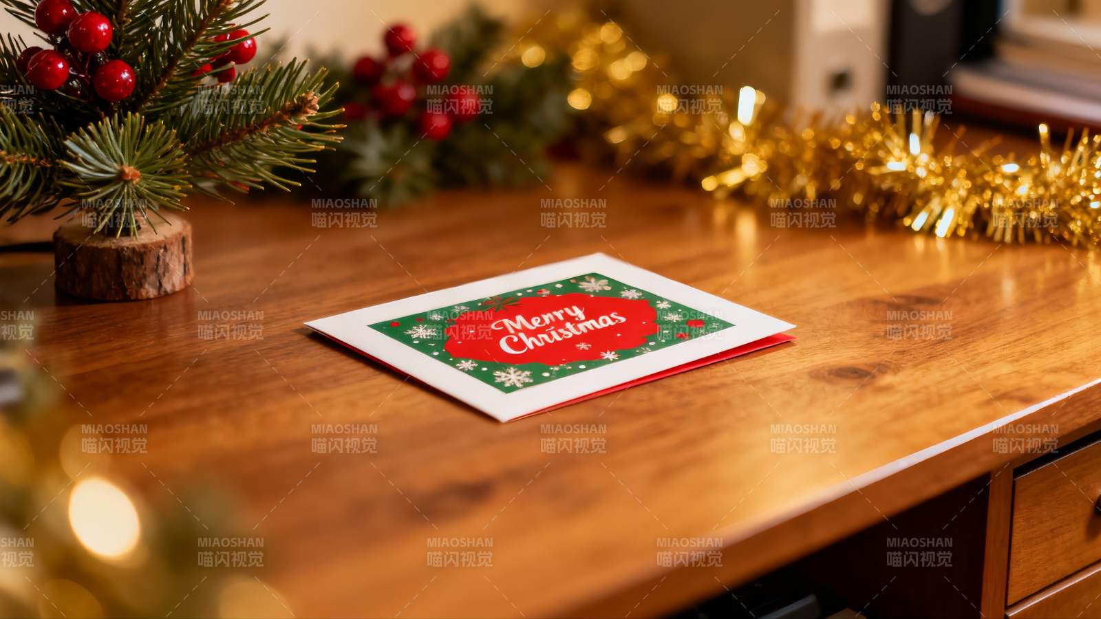 圣诞贺卡与节日装饰摆件图片