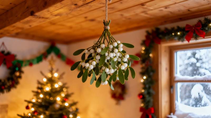 圣诞装饰下的室内温馨场景图片