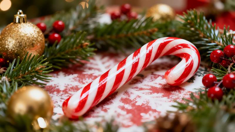 圣诞糖果拐杖与节日装饰图片