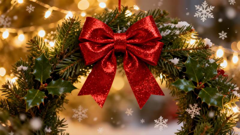 圣诞花环挂饰节日氛围浓厚图片