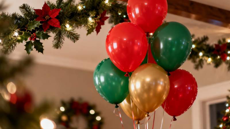 圣诞气球与装饰花环图片