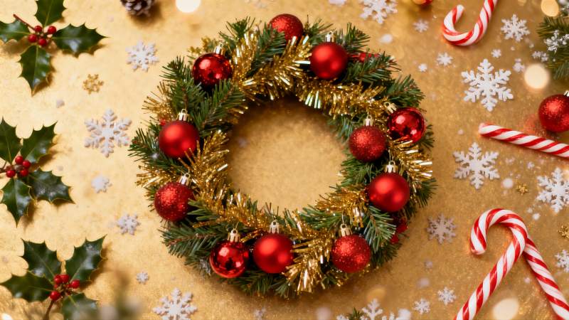 圣诞花环与节日装饰图片