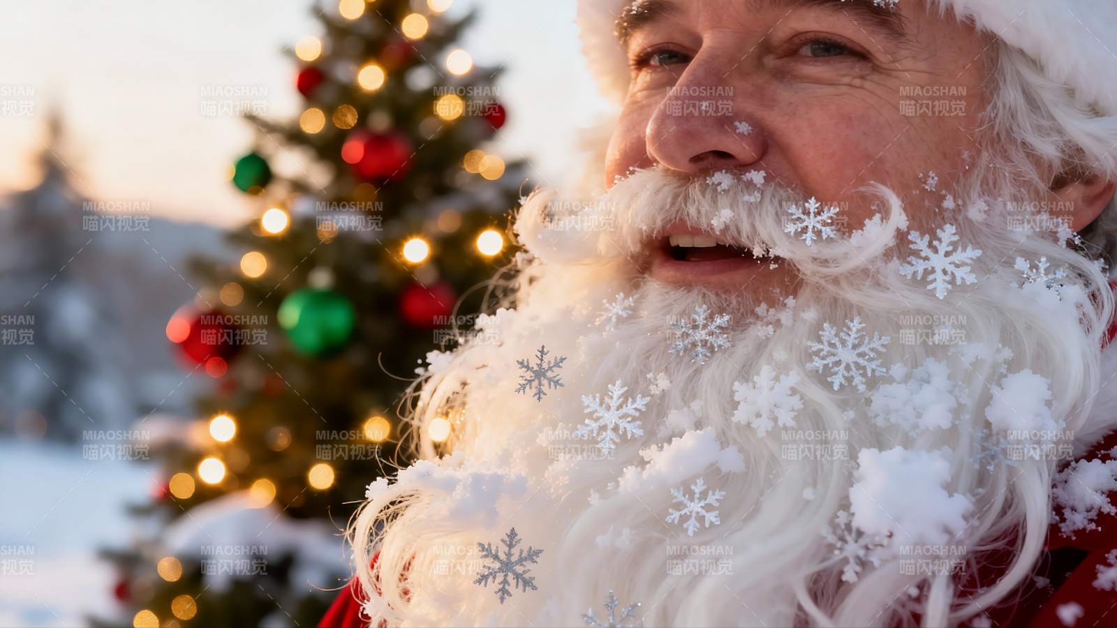 圣诞老人雪中微笑节日氛围浓厚图片