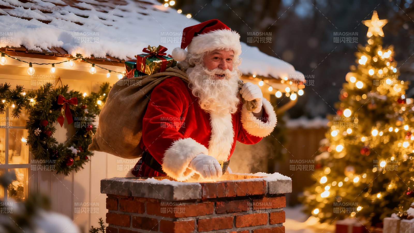 圣诞老人送礼图片