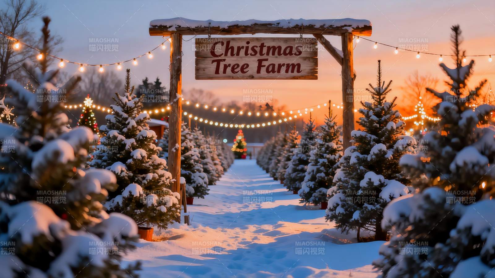 雪地圣诞树农场入口图片