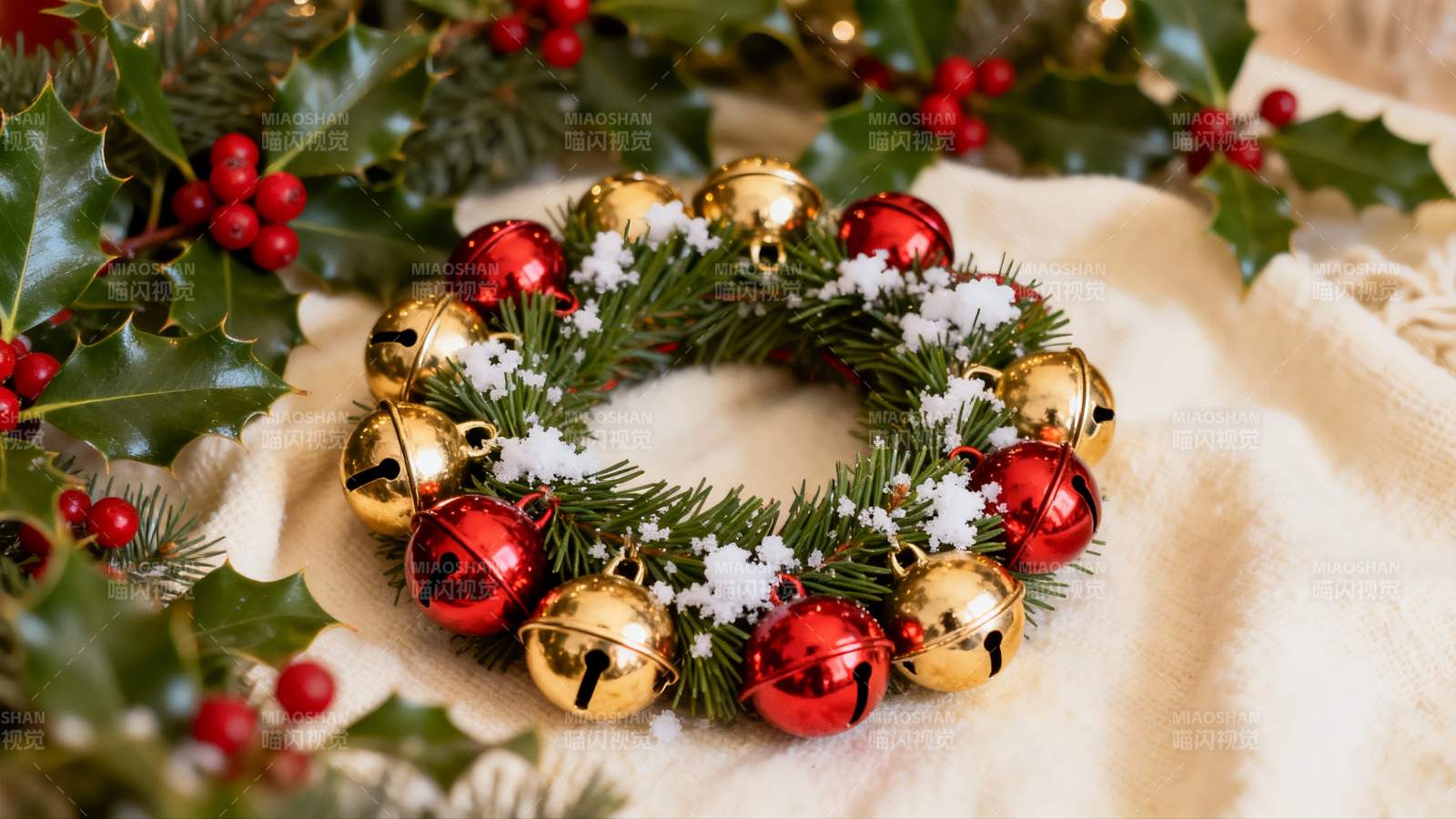 圣诞花环铃铛装饰图片