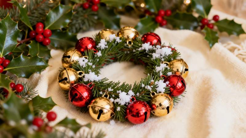 圣诞花环铃铛装饰图片