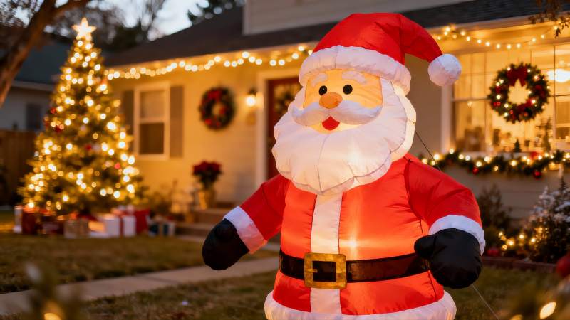 圣诞装饰房屋夜景图片