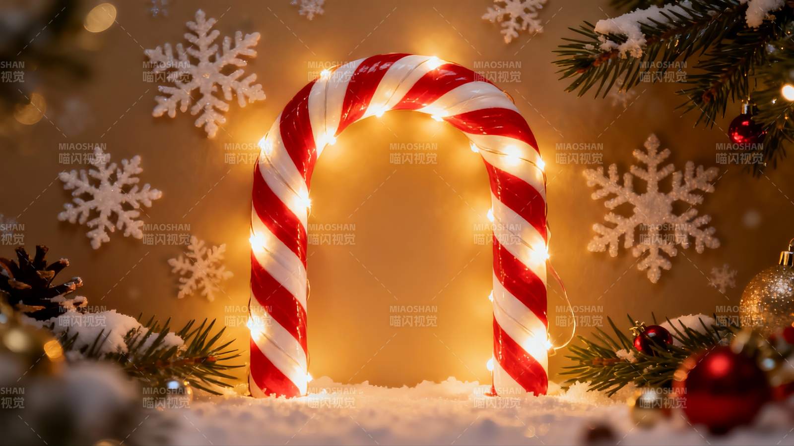 圣诞糖果拐杖灯饰场景图片