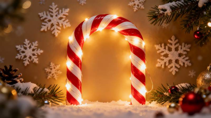 圣诞糖果拐杖灯饰场景图片