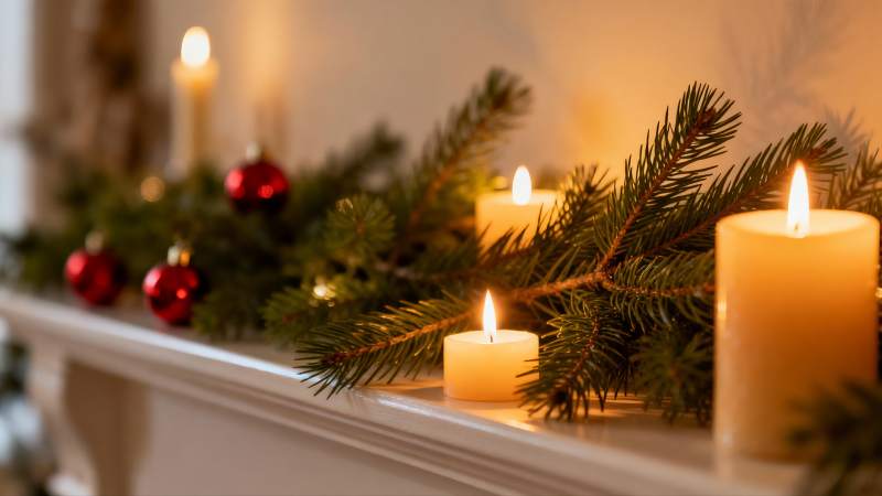 圣诞装饰烛光温馨图片