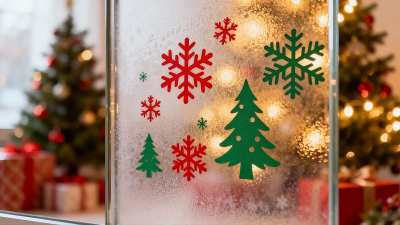 圣诞装饰玻璃窗图片