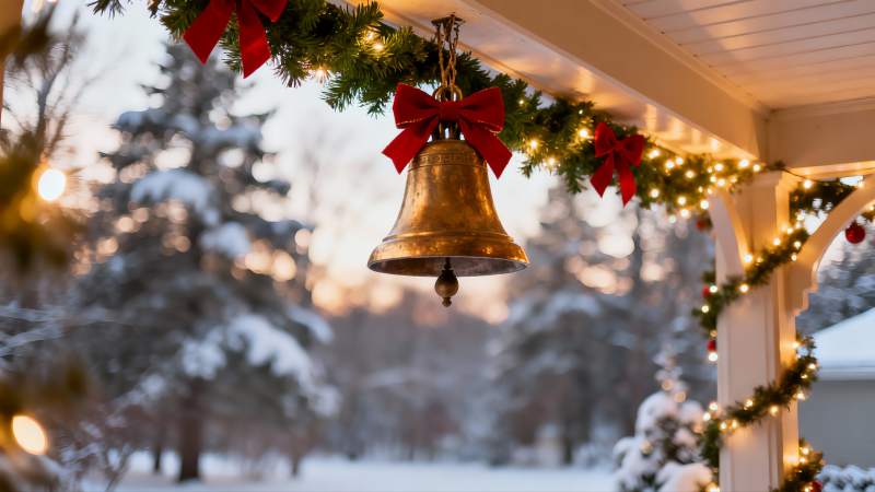 冬日门廊圣诞装饰图片