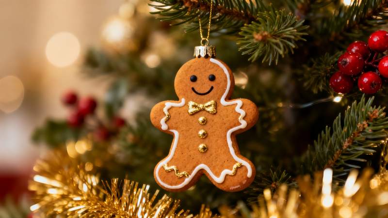 圣诞树上的姜饼人挂饰图片