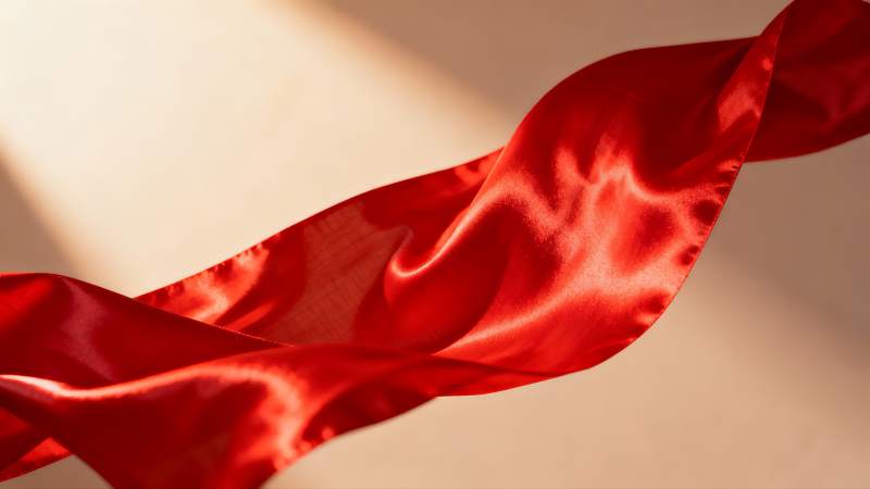 红色绸缎飘逸光影图片