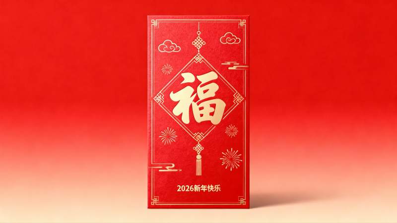 红色新年红包设计展示图片