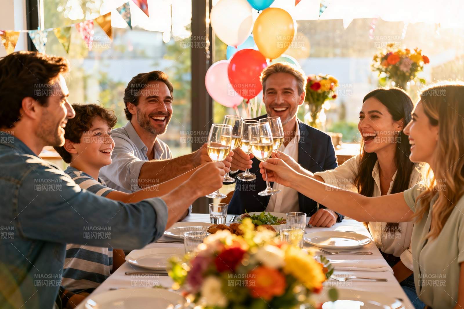 家庭聚会欢庆举杯图片