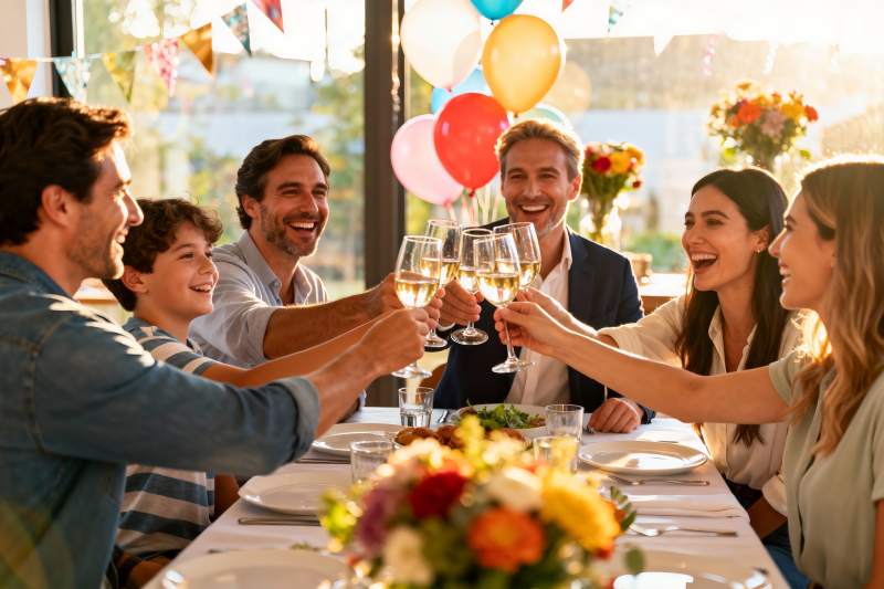 家庭聚会欢庆举杯图片