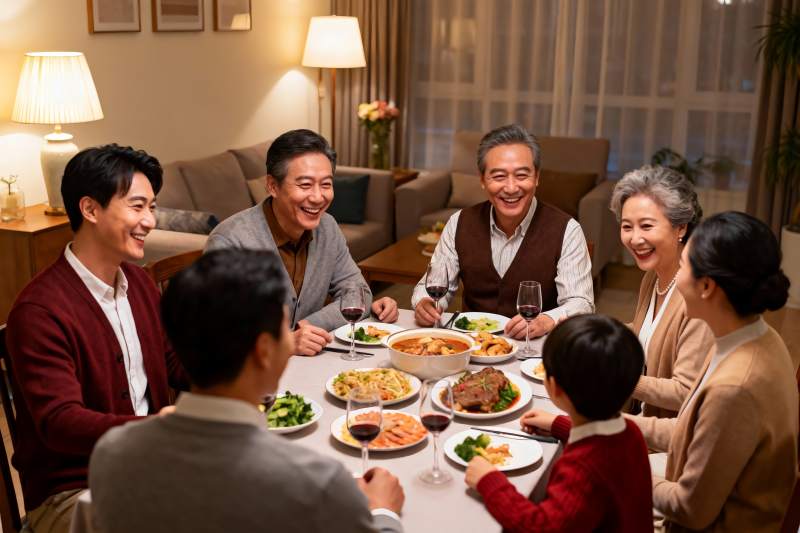 温馨家庭聚餐其乐融融图片