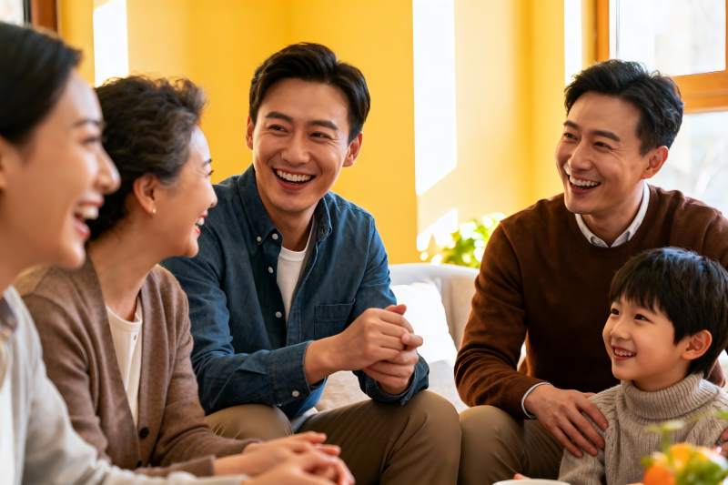 温馨家庭聚会笑容满面图片