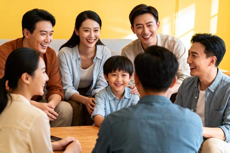 家庭聚会欢笑场景图片