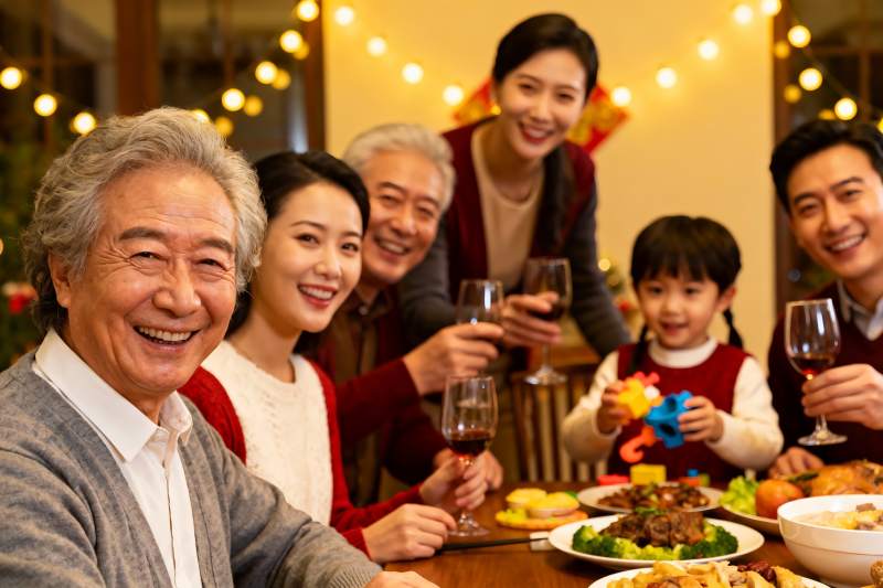 三代同堂家庭聚餐欢庆时刻图片