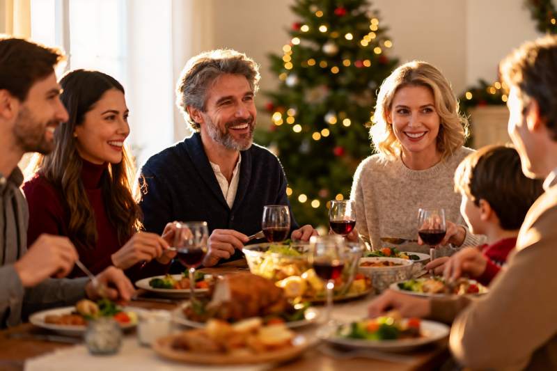 圣诞餐桌欢聚家人共享美食图片