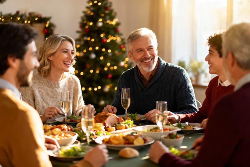 圣诞晚餐家人欢聚一堂图片