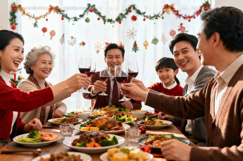家庭欢聚庆节日共举杯图片