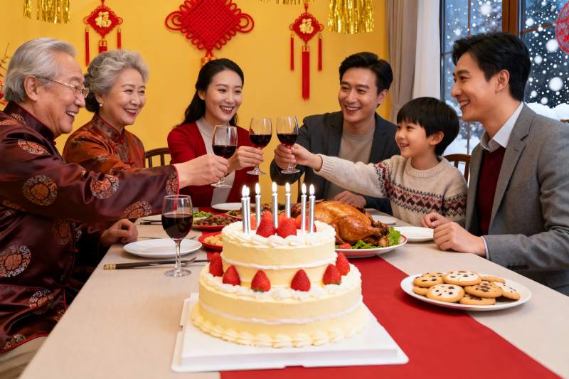 家庭聚餐欢庆生日图片