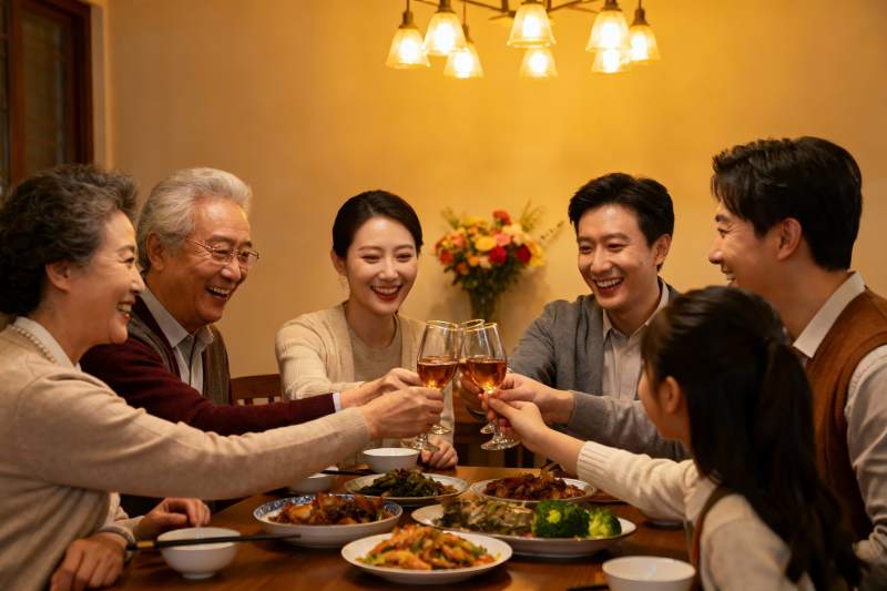 家庭聚餐欢庆时刻图片