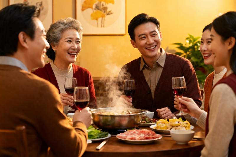 家庭聚餐欢笑共享美食图片