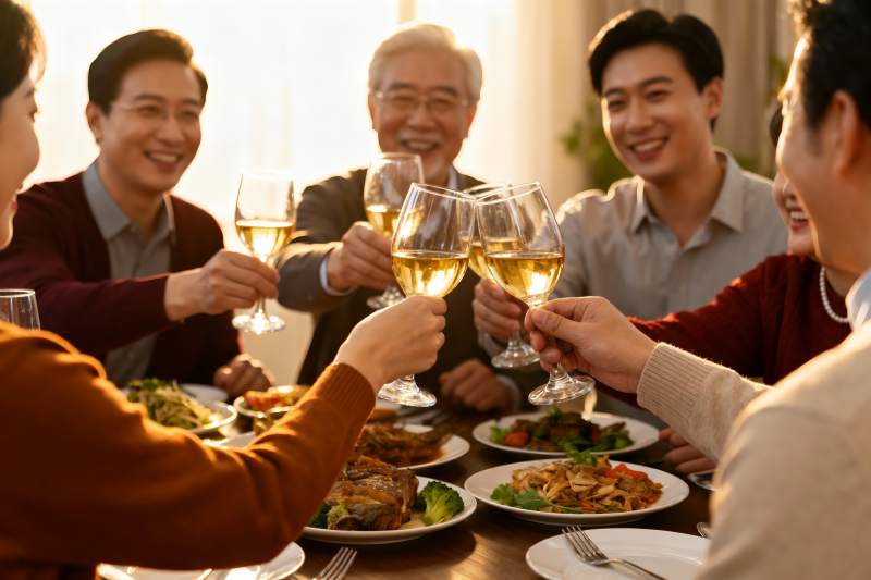 家人聚餐举杯欢庆图片